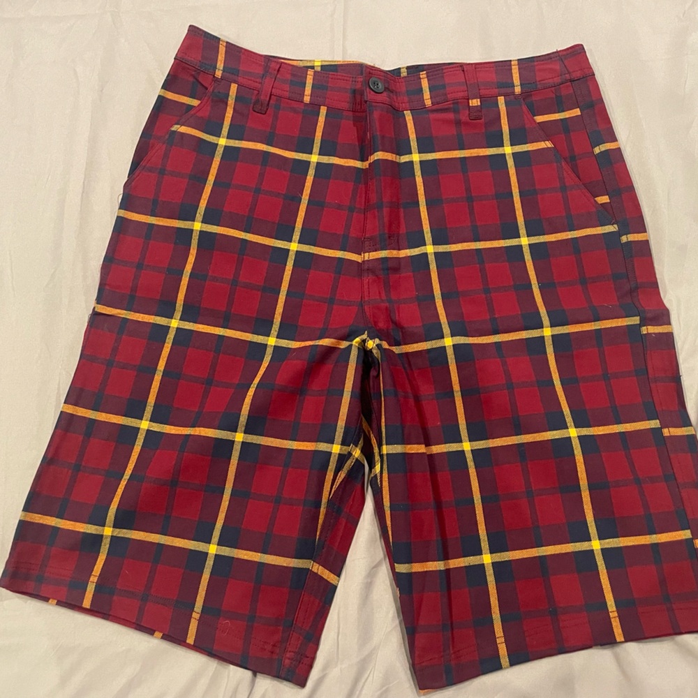 Empyre Red and Yellow Plaid Flat Front Shorts (never worn)